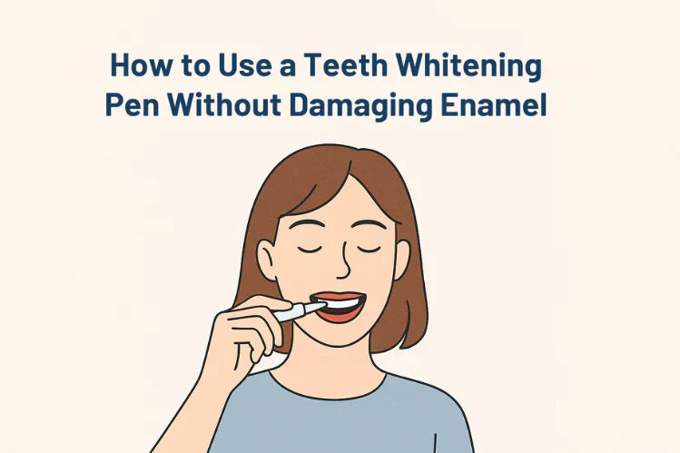 Une fille utilisant un stylo blanchissant pour les dents