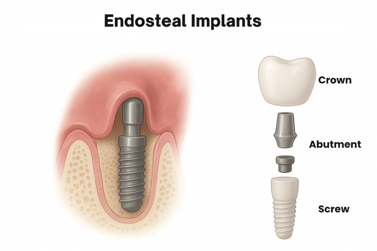 Une illustration montre un implant endostéal