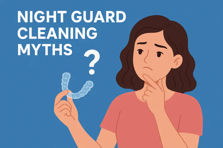 Une jeune fille qui réfléchit aux mythes concernant le nettoyage des protège-dents.